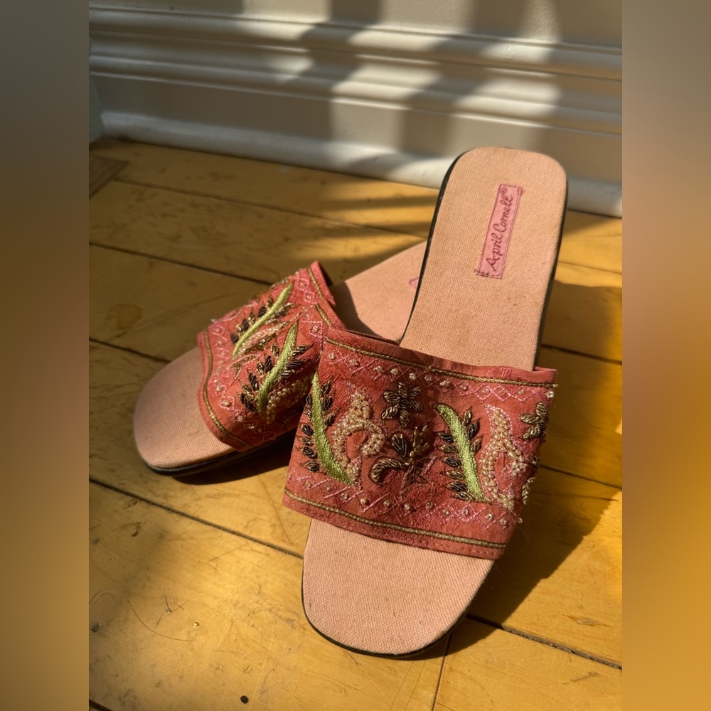 April Cornell Embroidered Slides/Sandals